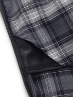 Black And Grey Plaid Women Strap Midi Dress GOELIA