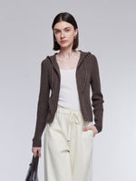 [Preview] 100% Wool Two-Way Zip Women Hooded Cardigan GOELIA