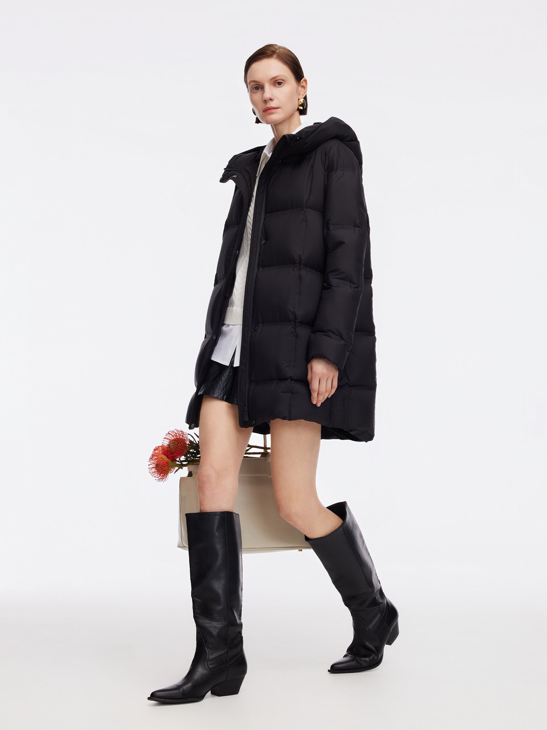 Windproof H-Line Hooded Goose Down Coat GOELIA