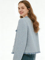 Tweed Fringe Trim Women Jacket GOELIA