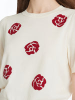 Tencel Rose Jacquard Women Knit Top GOELIA