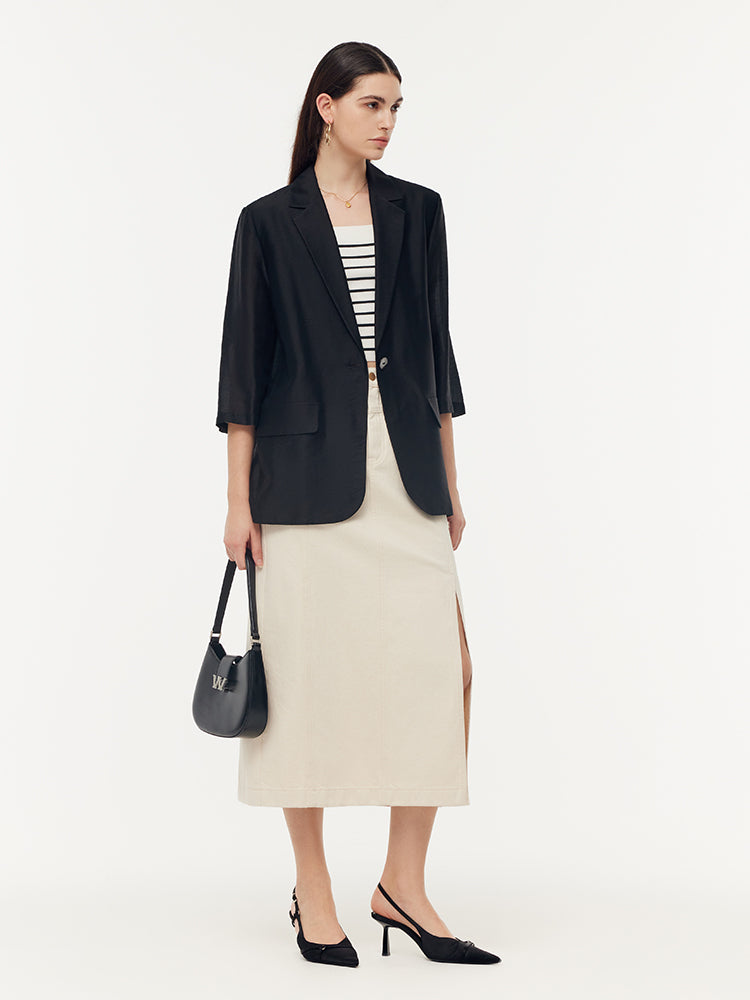 Tencel One Button Women Blazer GOELIA