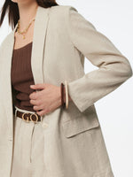 100% Linen Back Slit Women One Button Blazer GOELIA