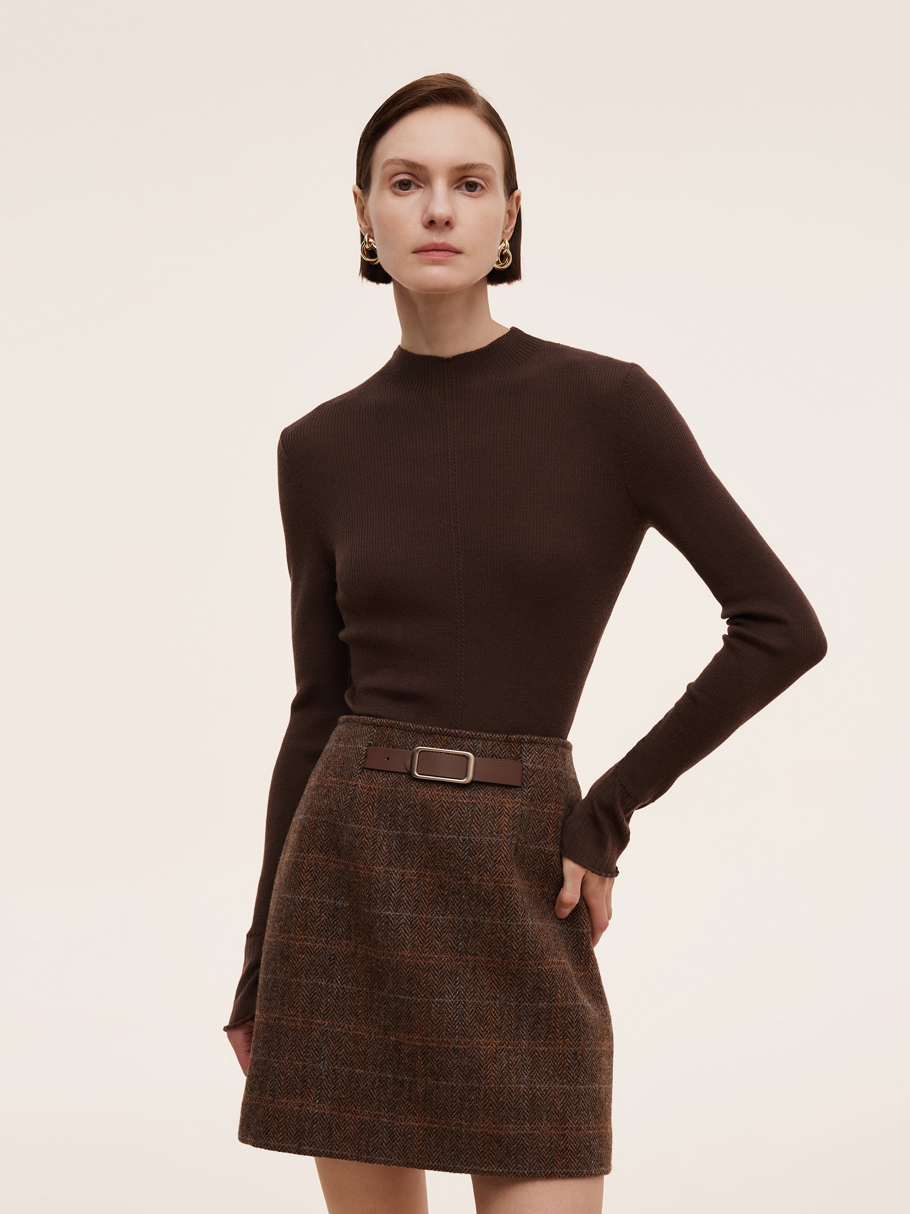 [Preview] 100% Machine Washable Wool Mock Neck Women Knit Top GOELIA