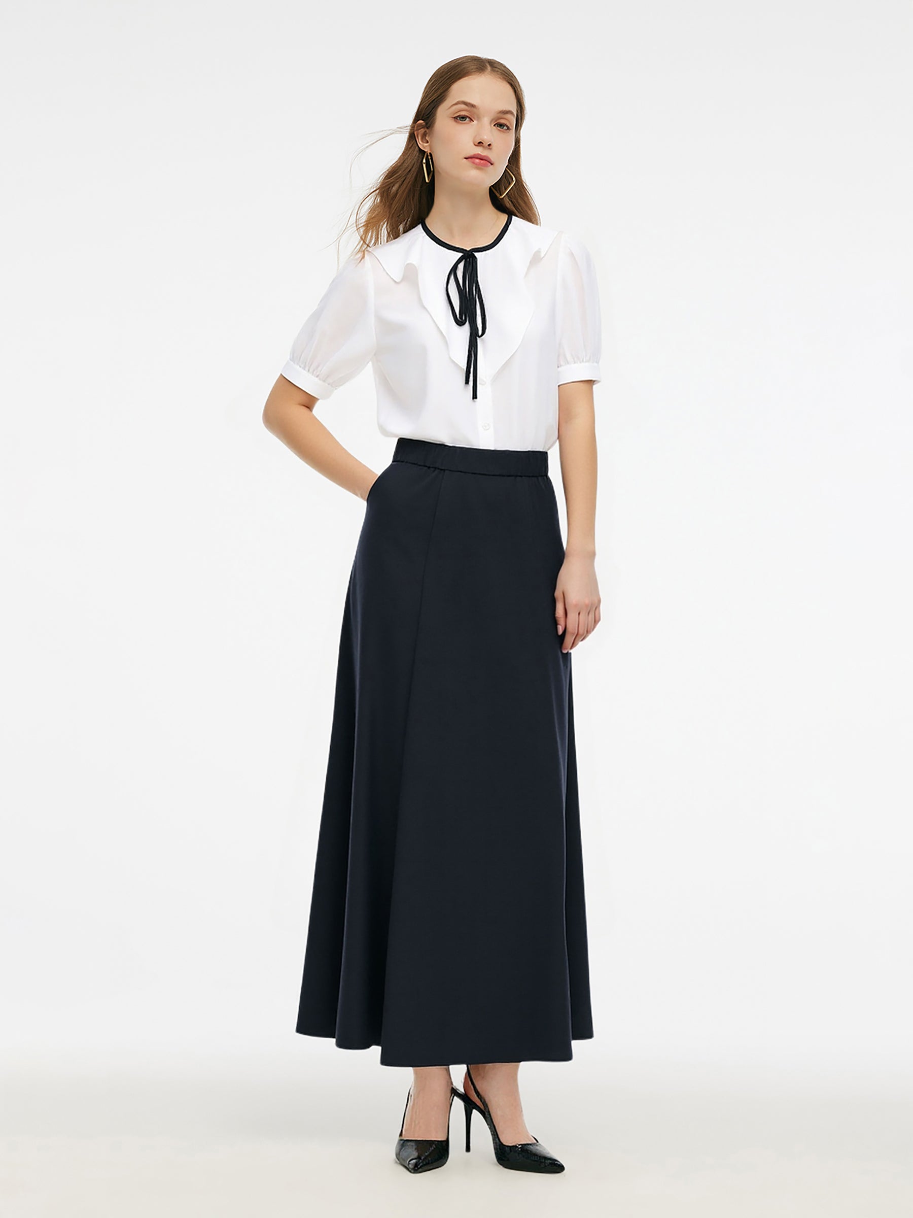 Acetate Blend Shirt And Mermaid Skirt Two-Piece Set GOELIA
