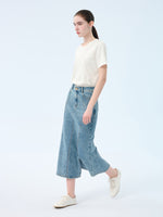 Denim Side Slit Women Eight-Panel Skirt GOELIA