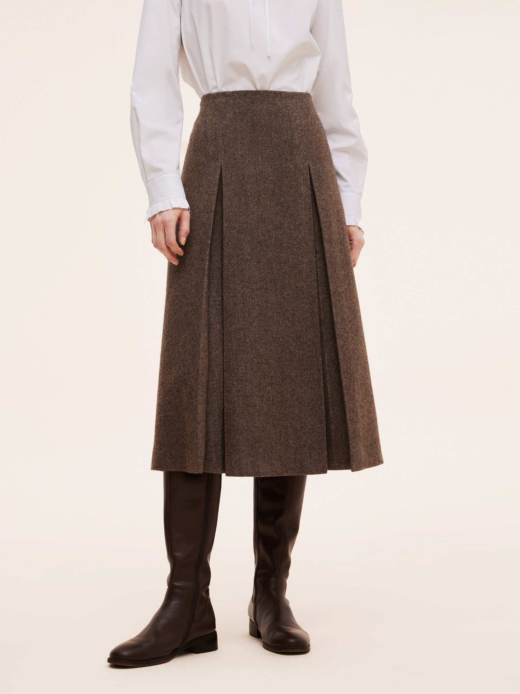 100% Washable Wool Women A-Line Skirt GOELIA