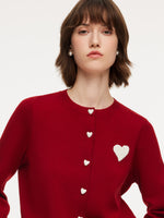 Tencel Wool Blend Heart Print Women Cardigan GOELIA