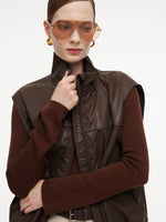 100% Cotton Stand Collar Women Zip-Up Vest GOELIA