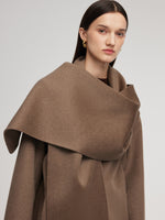 Cashmere Wool Blend Double-Faced Scarf Collar Women Coat GOELIA