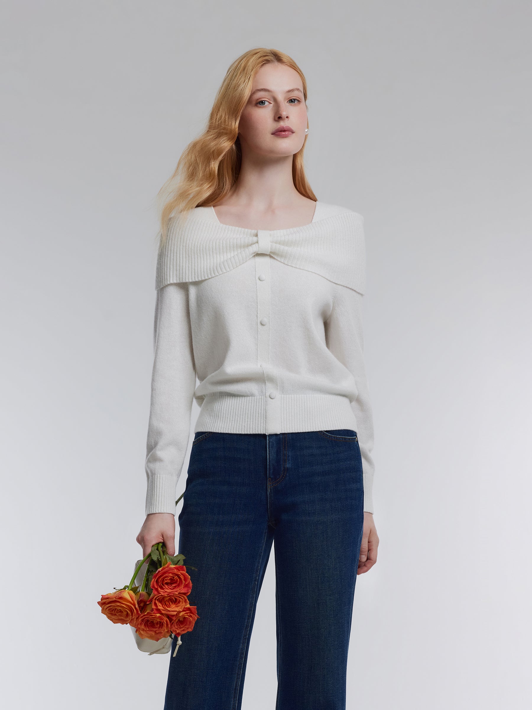[Preview] Wool Bow Neck Women Sweater GOELIA