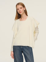 Tencel Wool Blend Women Knit Top With Pullover Cape GOELIA
