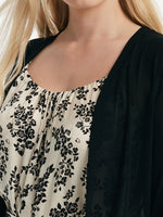 Camellia Printed Spaghetti Strap Dress And Knitted Cardigan Two-Piece Set GOELIA