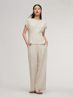 100% Linen Blouse And Pants Two-Piece Set GOELIA