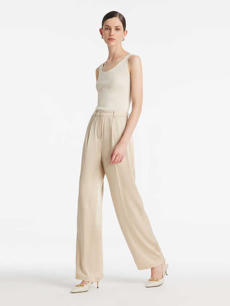 Acetate Straight Full Length Women Pants GOELIA
