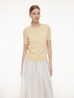 Lyocell Blend Sequined Heart Women Short Sleeve Cardigan GOELIA