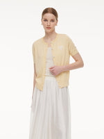 Lyocell Blend Sequined Heart Women Short Sleeve Cardigan GOELIA