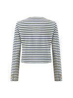 Cotton Striped Single-Breasted Women Crop Jacket GOELIA