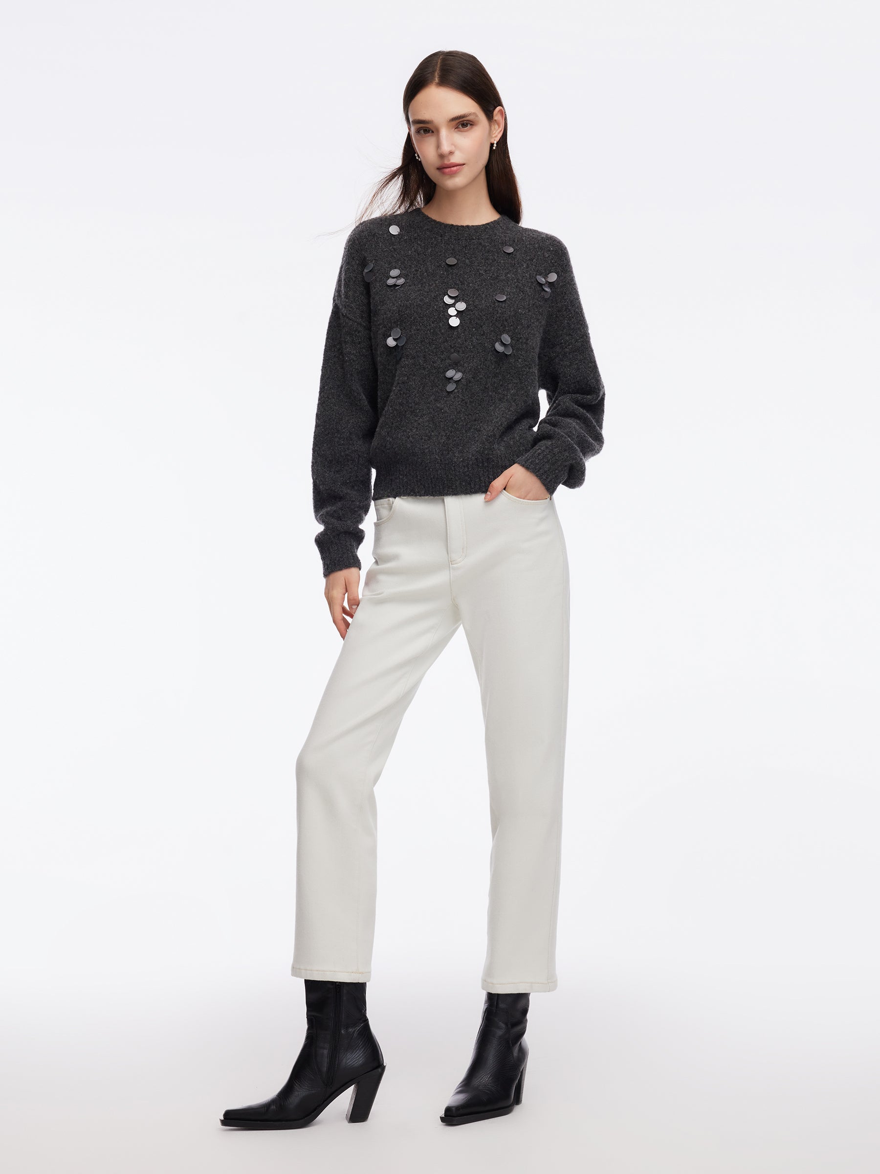 Denim Fleece Lined Women Ankle Length Jeans GOELIA