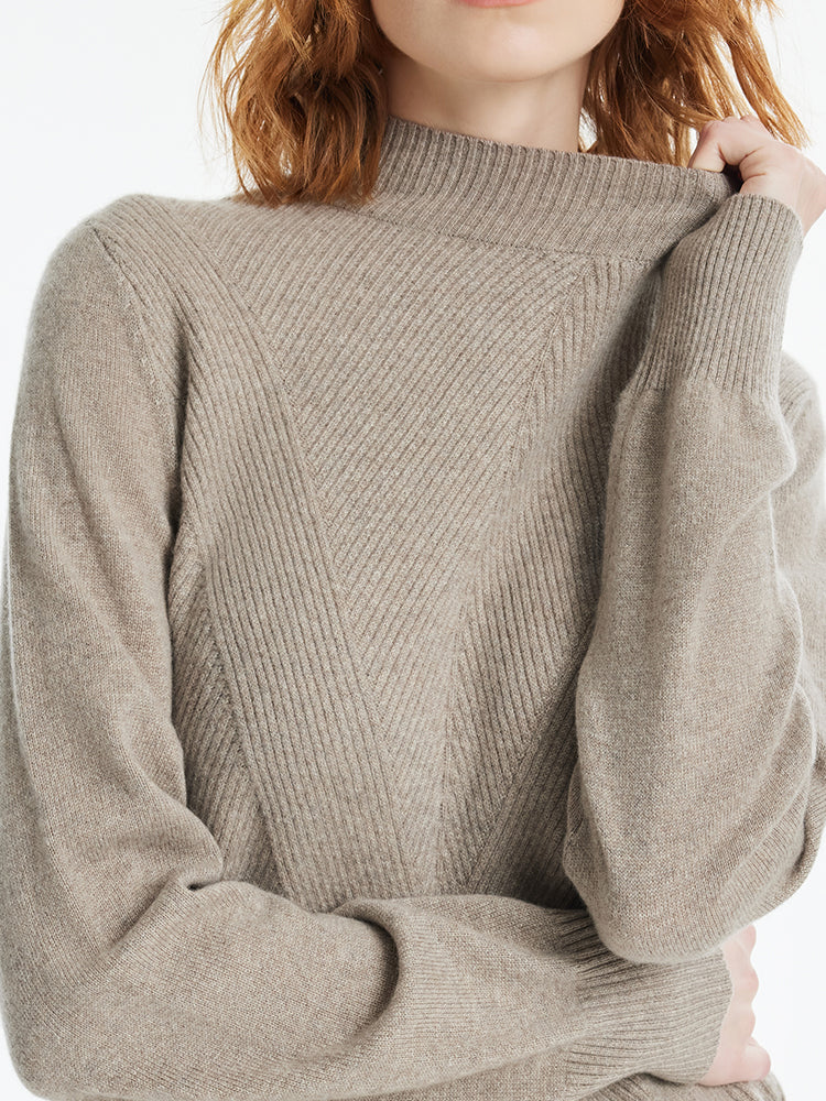 Cashmere Mock Neck Women Pullover Sweater GOELIA