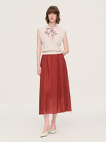 Cap Sleeve Knit Tank Top And 100% Ramie Skirt Two-Piece Set With Silk Scarf GOELIA