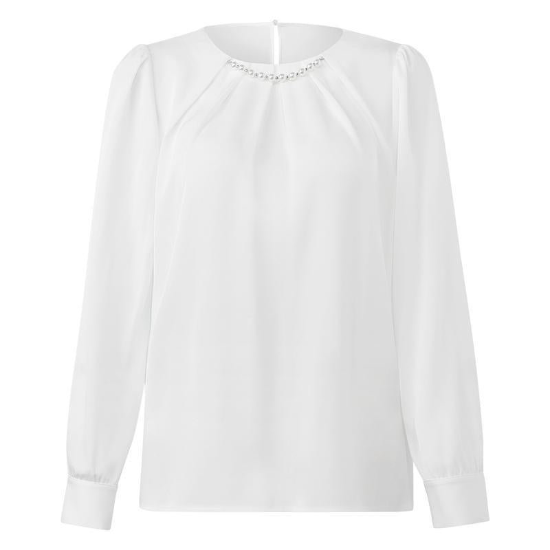 Acetate Woven Blouse With Pearl Chain GOELIA