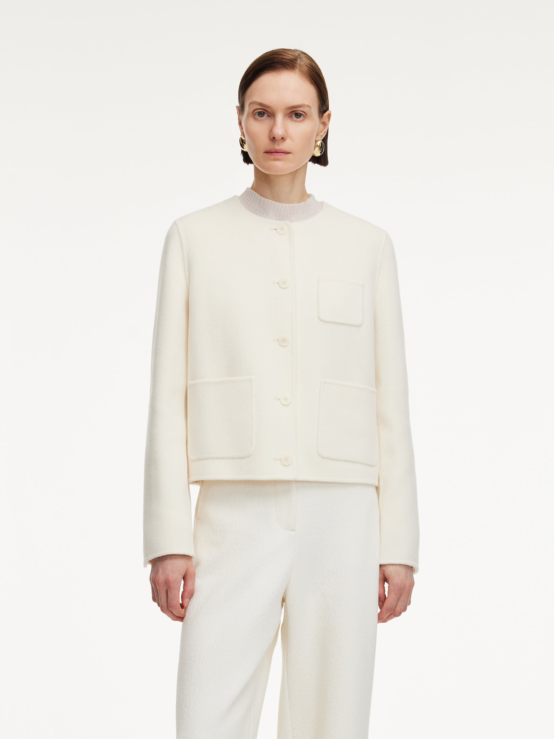 Cashmere Wool Blend Double-Faced Women Crop Jacket GOELIA