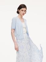 Tencel Wool Blend Rhinestone Women V-Neck Cardigan GOELIA