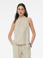 100% Linen Women Halter Tank Top GOELIA