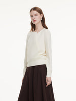 Lyocell Wool Blend Asymmetrical Neck Women Knit Top GOELIA