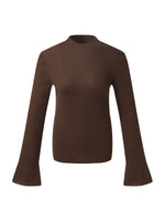 100% Machine Washable Wool Mock Neck Women Knit Top GOELIA