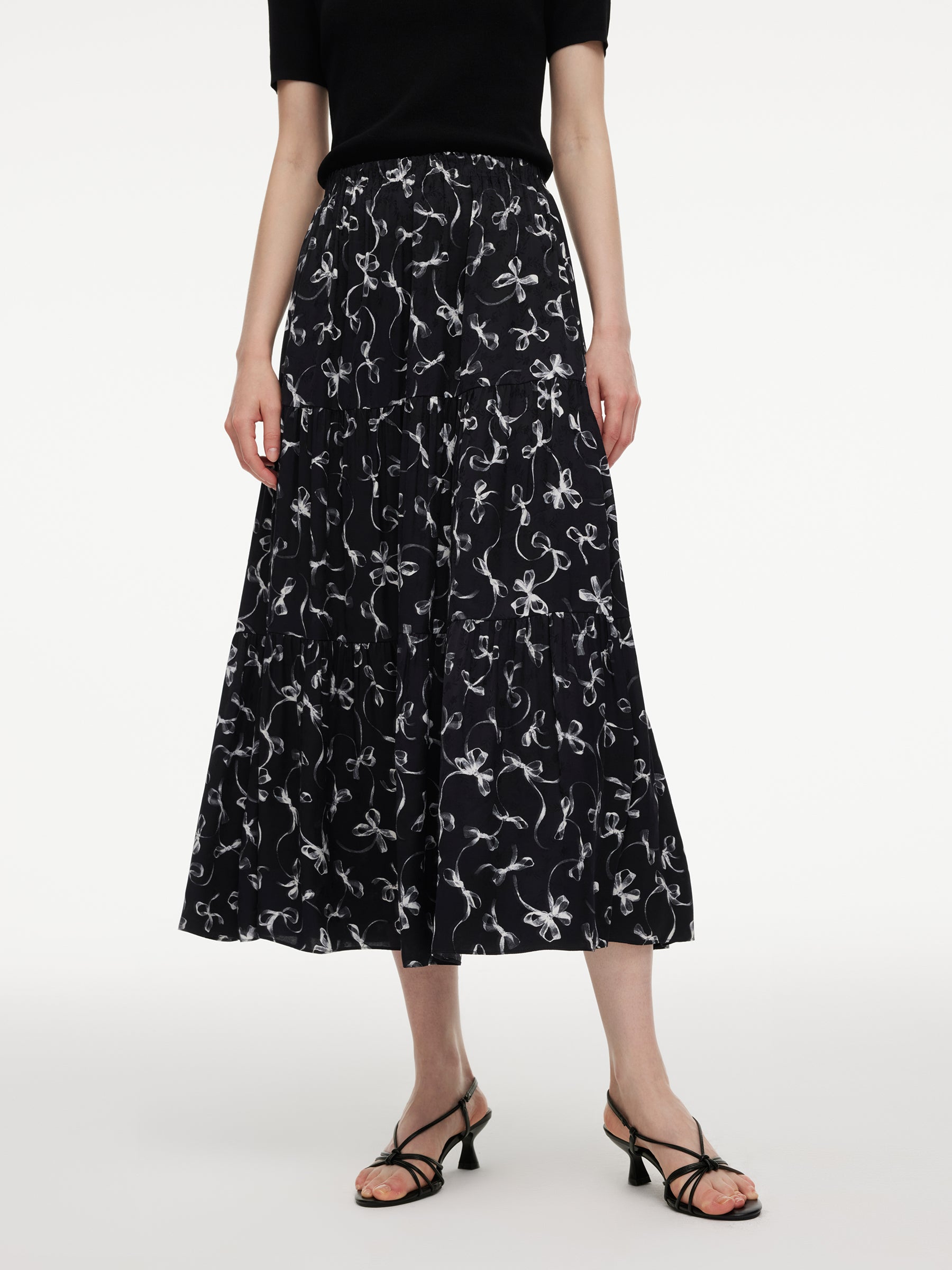 [Preview] Ribbon Print A-Line Women Skirt GOELIA