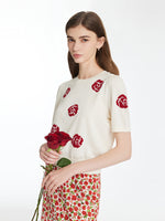 Tencel Rose Jacquard Women Knit Top GOELIA