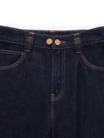 100% Cotton Denim Women Wide Leg Jeans With Belt GOELIA