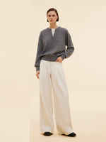 100% Wool Faux Two-Piece Women Sweater GOELIA