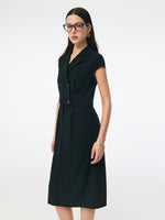 Triacetate Faux Two-Piece Cap Sleeve Women Blazer Midi Dress GOELIA