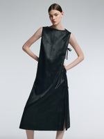 19MM Gambiered Canton Gauze Women Jacquard Sleeveless Maxi Dress GOELIA
