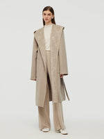 100% Wool Reversible Hooded Women Overcoat GOELIA