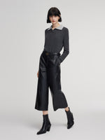 PU Leather Wide Leg Women Pants GOELIA