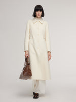 Cashmere Wool Blend Women Overcoat With Detachable Waist Tab GOELIA