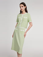 Lyocell Blend Knit Top And Column Skirt Two-Piece Set GOELIA