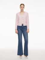 V-Neck Single-Breasted Women Textured Cardigan GOELIA