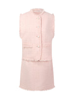 Tweed Frayed Edge Vest And Skirt Two-Piece Set GOELIA