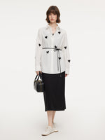 3D Heart Shirt And Sleeveless Dress Two-Piece Set With Tie String Belt GOELIA