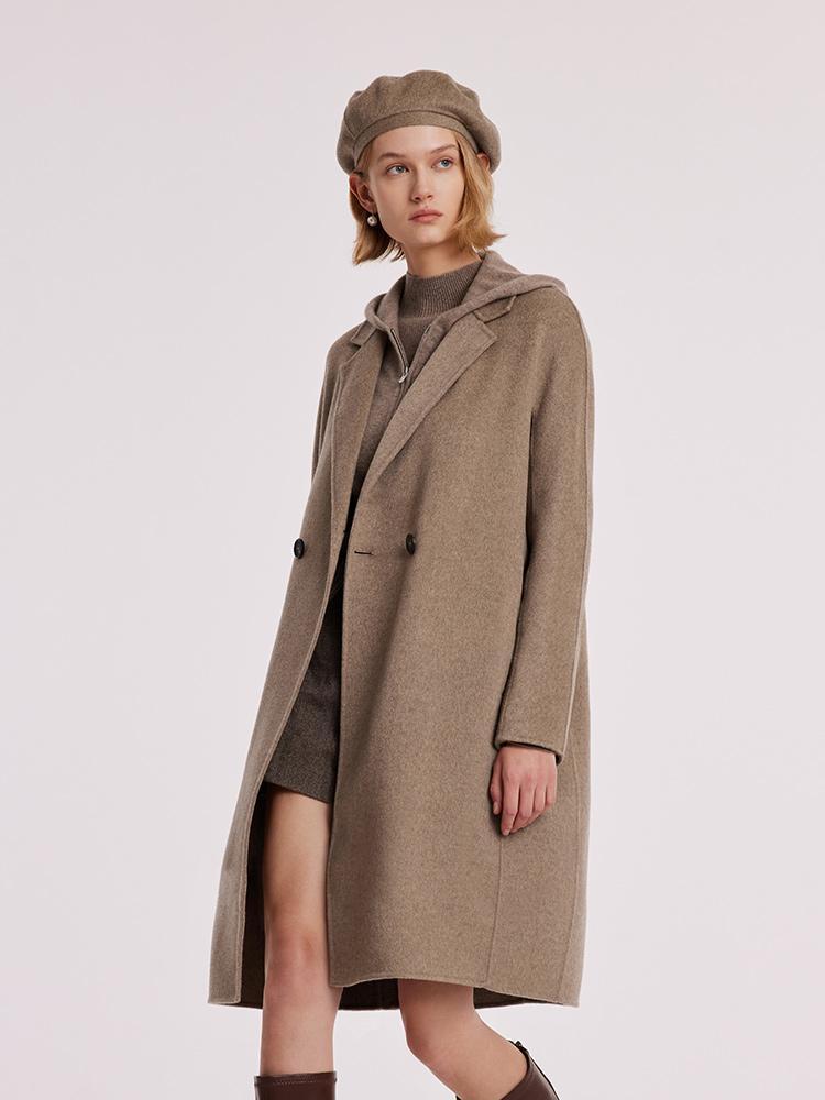 Brown Pure Cashmere Lapel Coat GOELIA