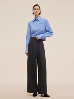 Wool Blend Women High Waisted Wide Leg Pants GOELIA