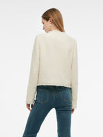 Tweed Collarless Women Crop Jacket GOELIA