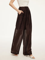 Tencel Linen Blend Women Straight Leg Pants GOELIA