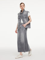[Preview] Lyocell Cotton Blend Denim Women Column Skirt GOELIA