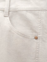 Cotton Denim Paisley-Detail Women Curved Leg Jeans GOELIA